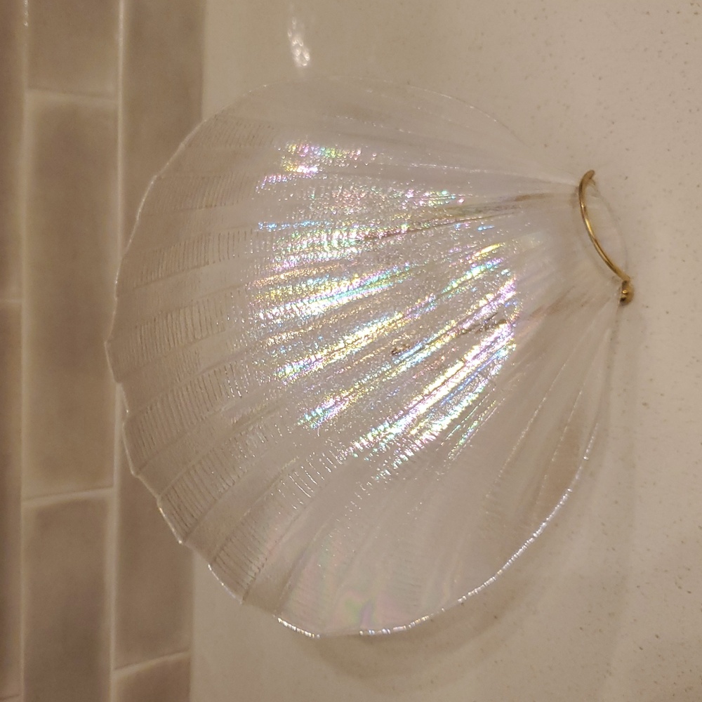 Vintage Kamei Glass Japan Iridescent Shell Shaped Carnival Glass Dish Tray - Picture 5 of 5